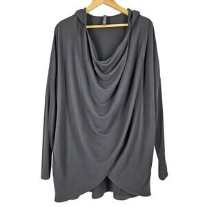ATHLETA WOMEN'S OVERSIZED BLACK HEATHER PURANA WRAP SWEATSHIRT – SIZE LARGE